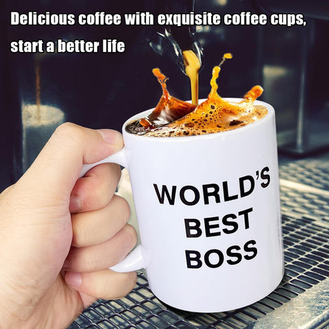 Taza JGTONG World's Best Boss Mug, lema divertido, regalo ideal para colegas.