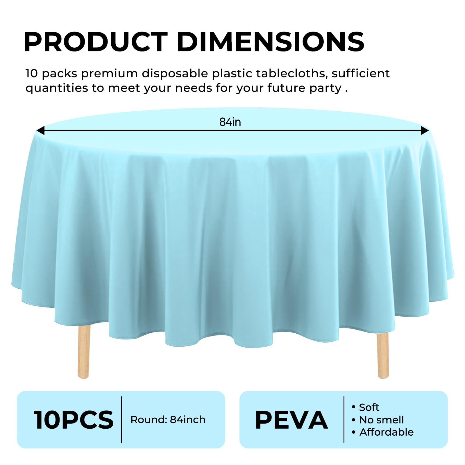 Mantel desechable JHDZDHY, azul claro, 84 pulgadas, protege mesa en buffets