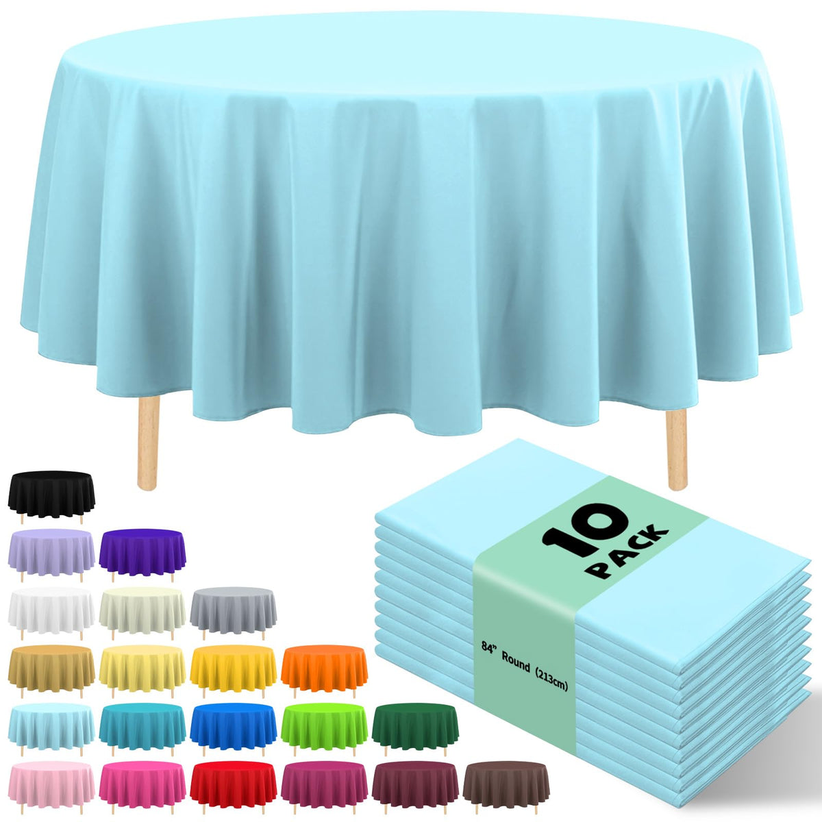 Mantel plástico desechable JHDZDHY, azul claro, 84 pulgadas, ideal para fiestas