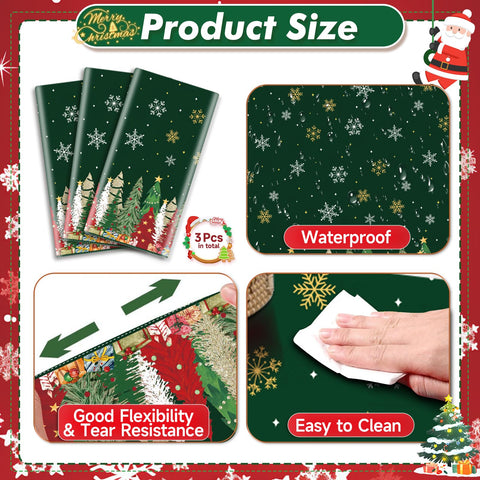 Mantel plástico Jhfinely fácil de limpiar, verde navideño