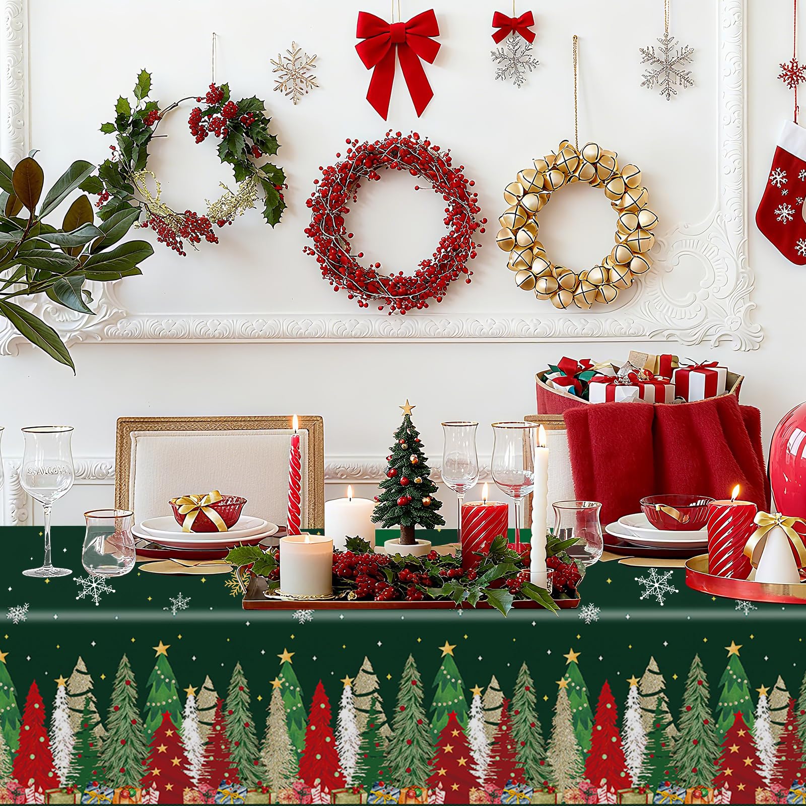 Mantel rectangular Jhfinely 54x108 verde, cubre la mesa
