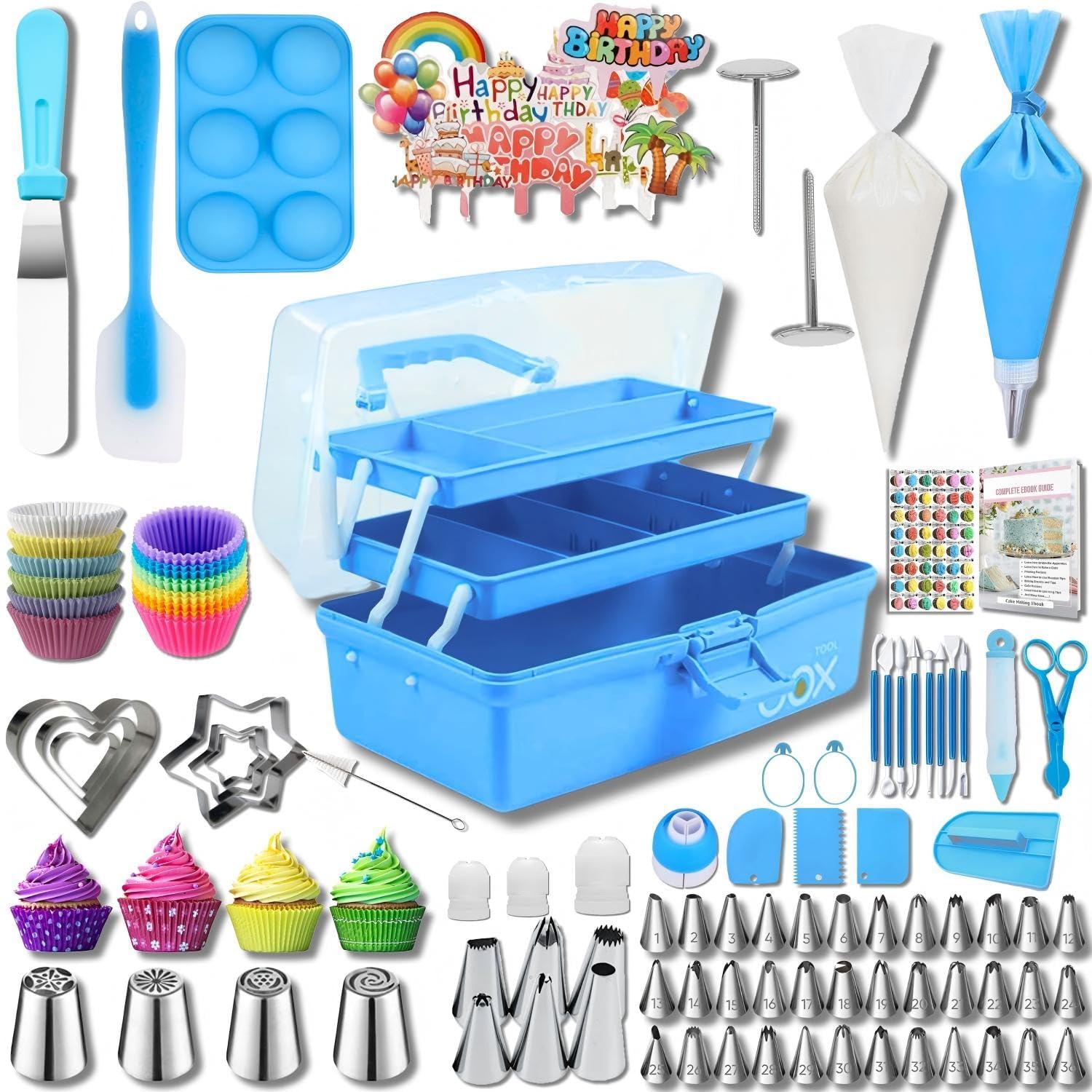 Kit JhgQrivnuem 274 piezas con caja rosada para organizar utensilios de repostería