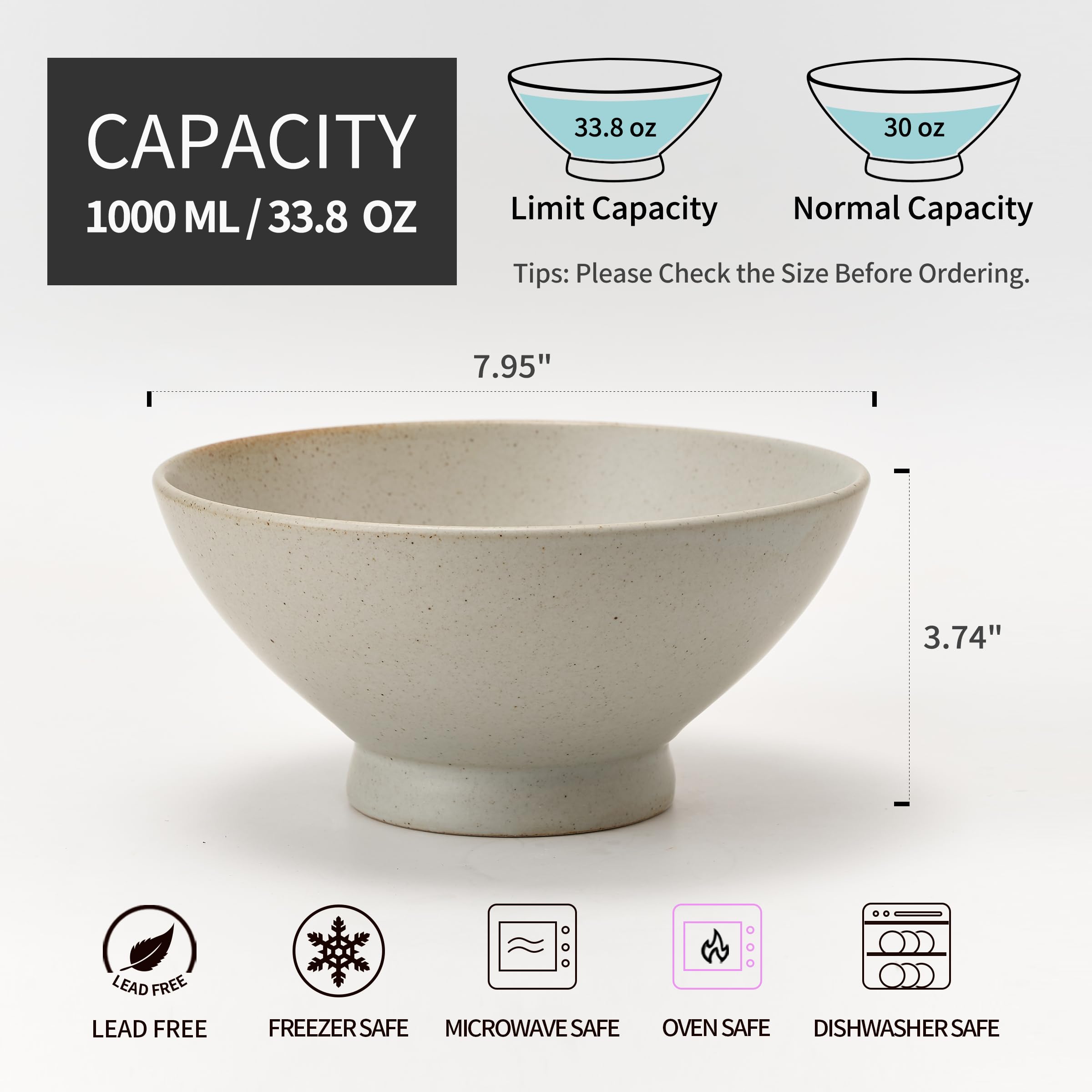 JH JIEMEI HOME cuenco cerámico apilable para ahorrar espacio.