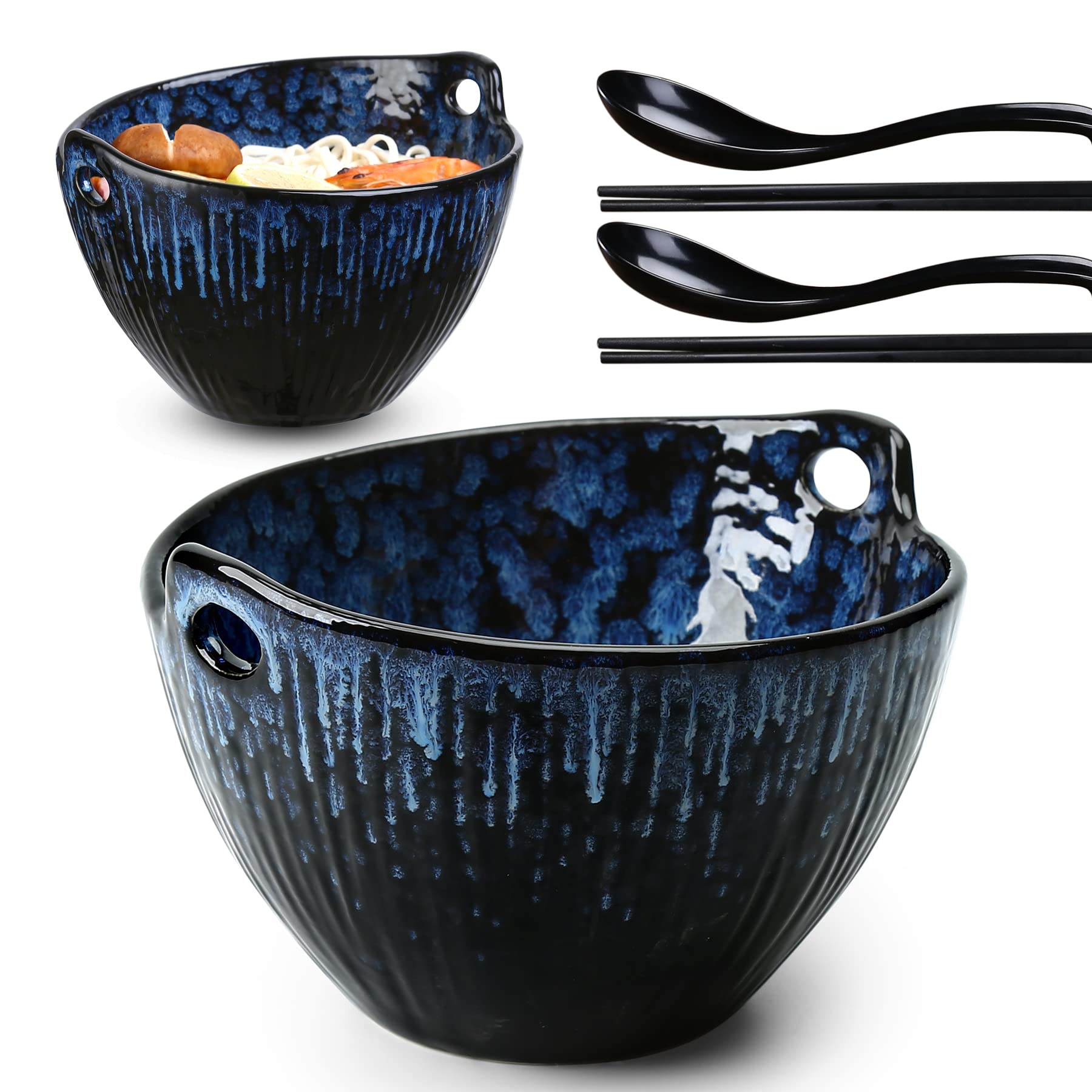 Cuenco ramen ceramico JH JIEMEI HOME de 7 pulgadas, juego de 2 para porciones abundantes