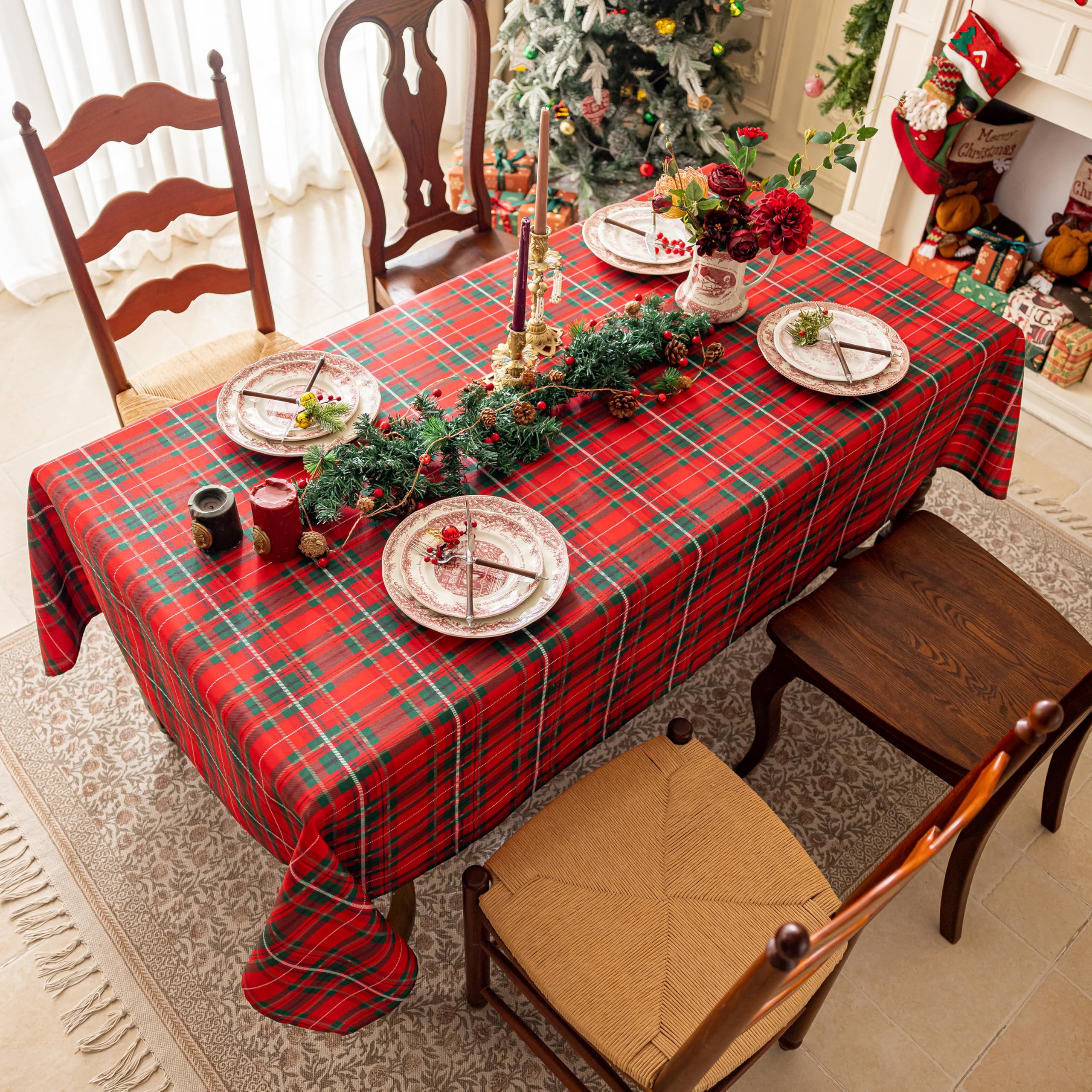 Mantel impermeable JIALE protege la mesa de salpicaduras durante cenas festivas.