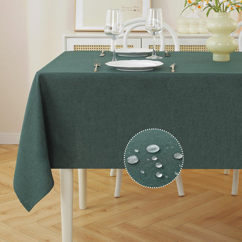 Mantel rectangular JIALE verde oscuro protege la mesa contra manchas.