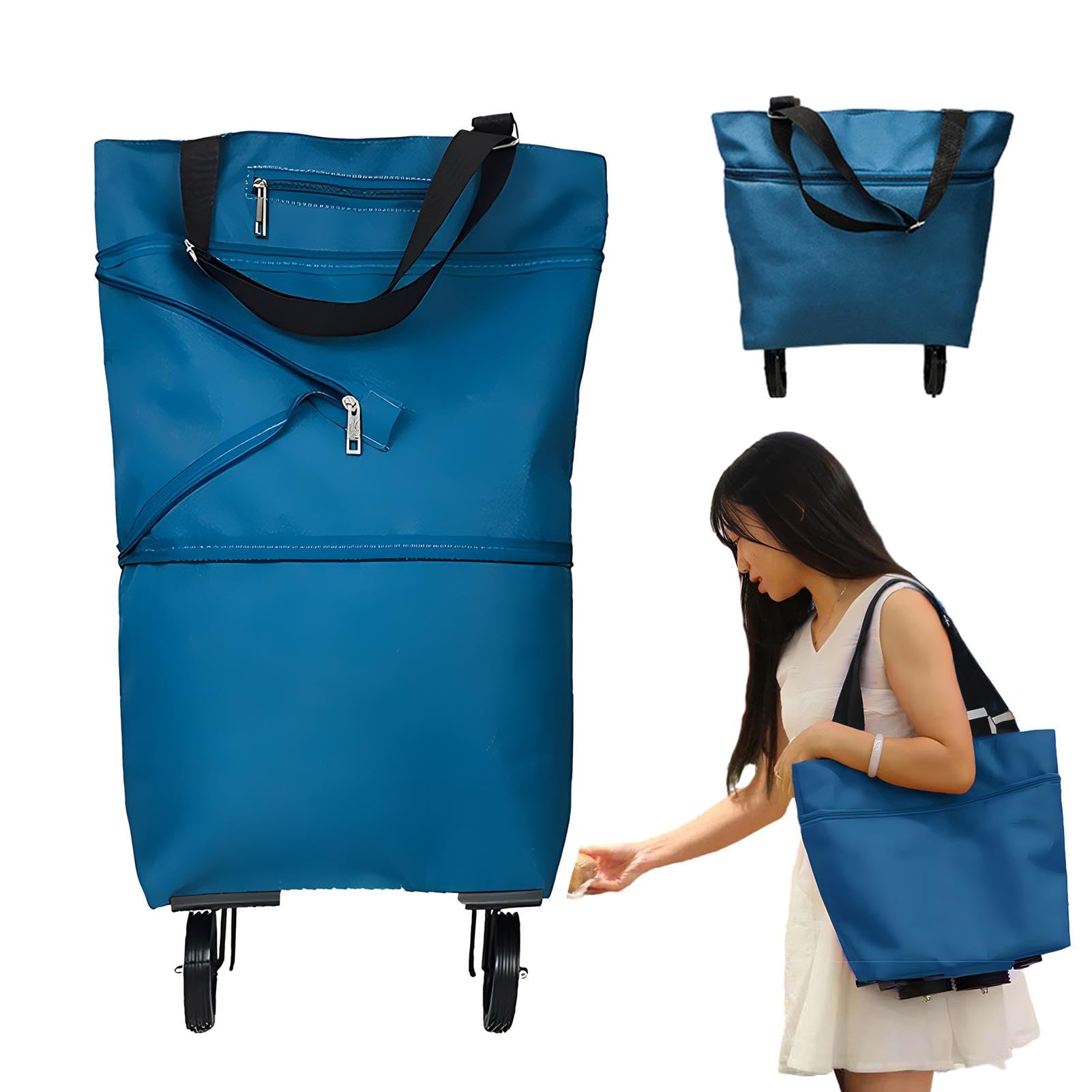 JIANWEI carrito plegable con ruedas 360° para almacenamiento compacto y cómodo.