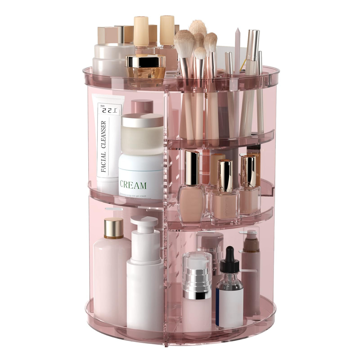Jiavarry Organizador Maquillaje Giratorio 360, acceso rápido a cosméticos.