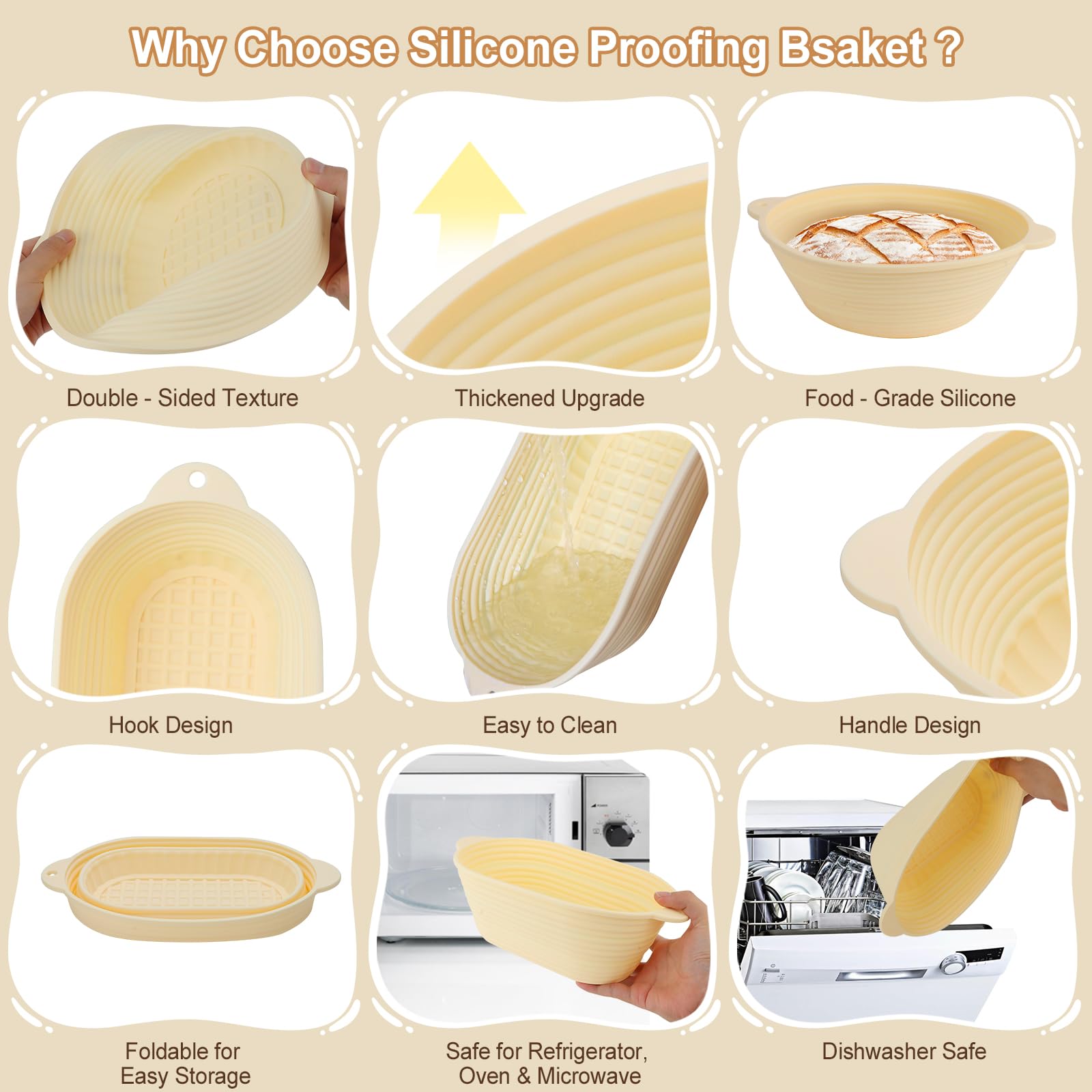 JibLumK Silicona Banneton Antiadherente, resistente y fácil de limpiar.