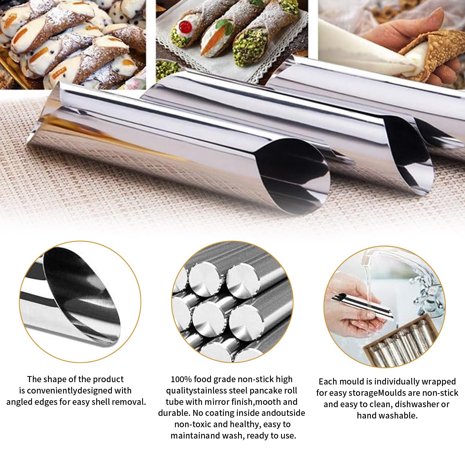JIELUO conjunto de 20 tubos cannoli para repostería creativa