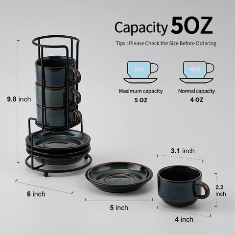 Jiemei-Home taza espresso de 4oz ideal para cappuccino y latte