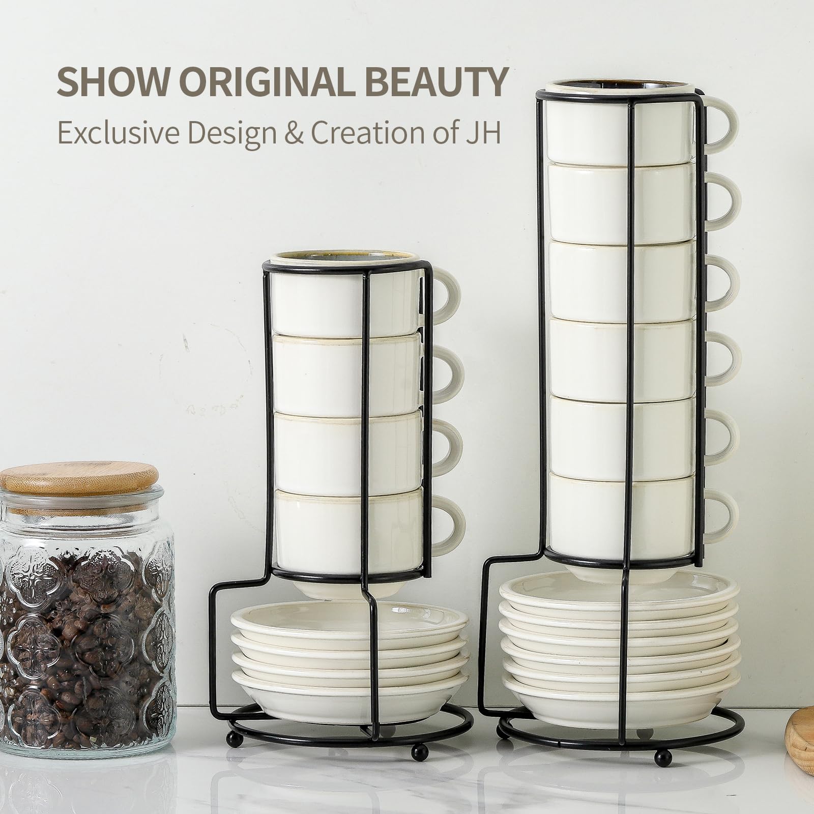 Juego de 4 tazas espresso JIEMEI HOME, perfecto para reuniones.