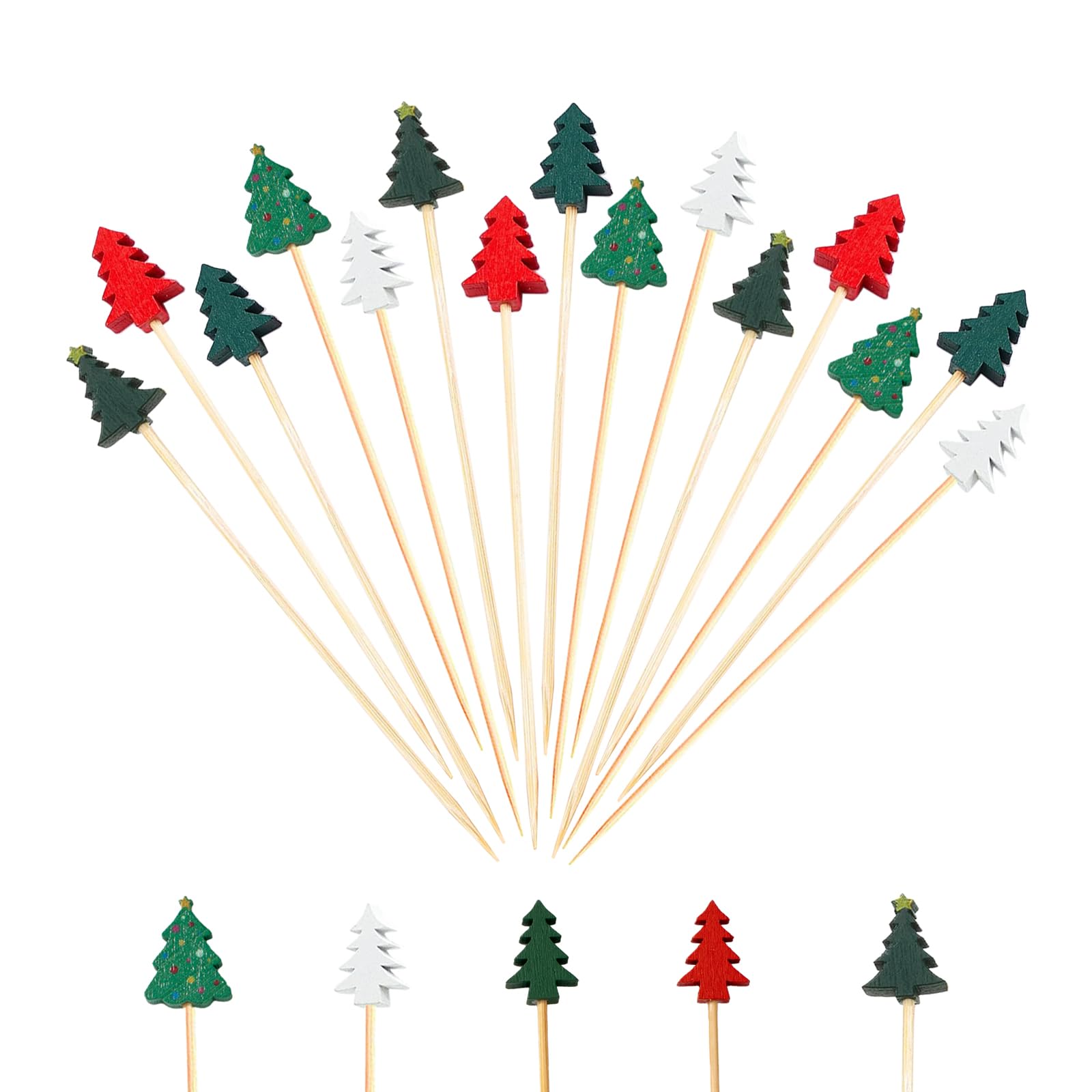 Palillos Jiesky de Navidad con forma de árbol, 5 pulgadas, para decorar aperitivos festivos.