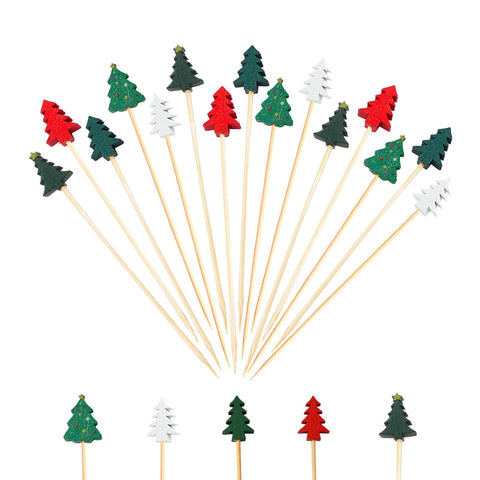 Palillos Jiesky de Navidad con forma de árbol, 5 pulgadas, para decorar aperitivos festivos.