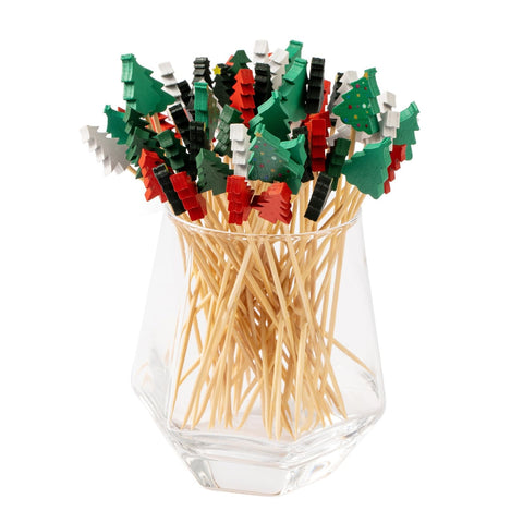Palillos Jiesky con diseño de árbol, 5 pulgadas, ideales para brochetar frutas y postres.