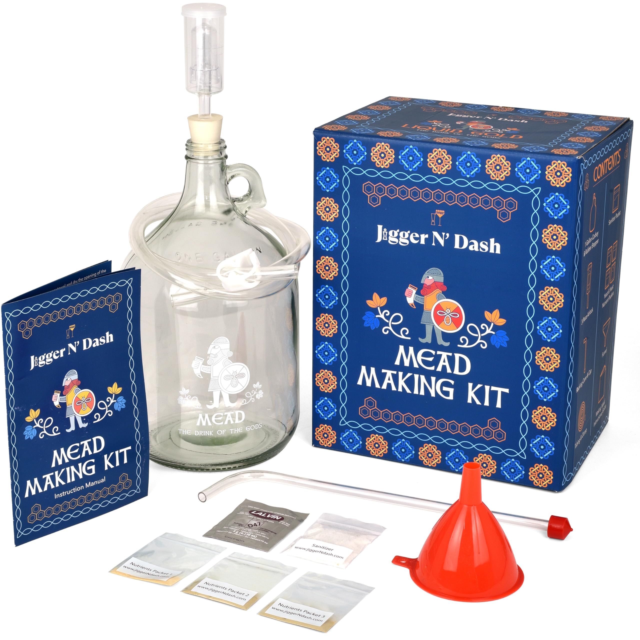 Jigger N' Dash kit-elaboracion-hidromiel-completo listo para empezar a hacer hidromiel en casa
