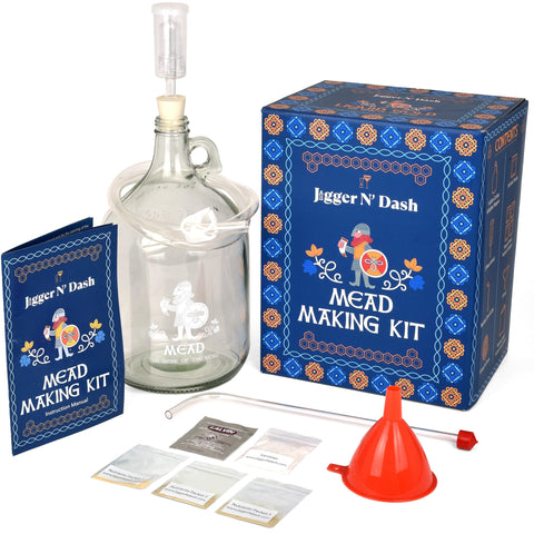 Jigger N' Dash kit-elaboracion-hidromiel-completo listo para empezar a hacer hidromiel en casa