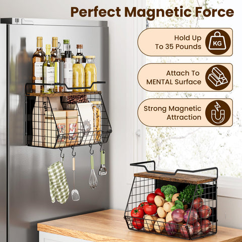 jijoe estante magnetico con ganchos removibles para utensilios en la nevera.