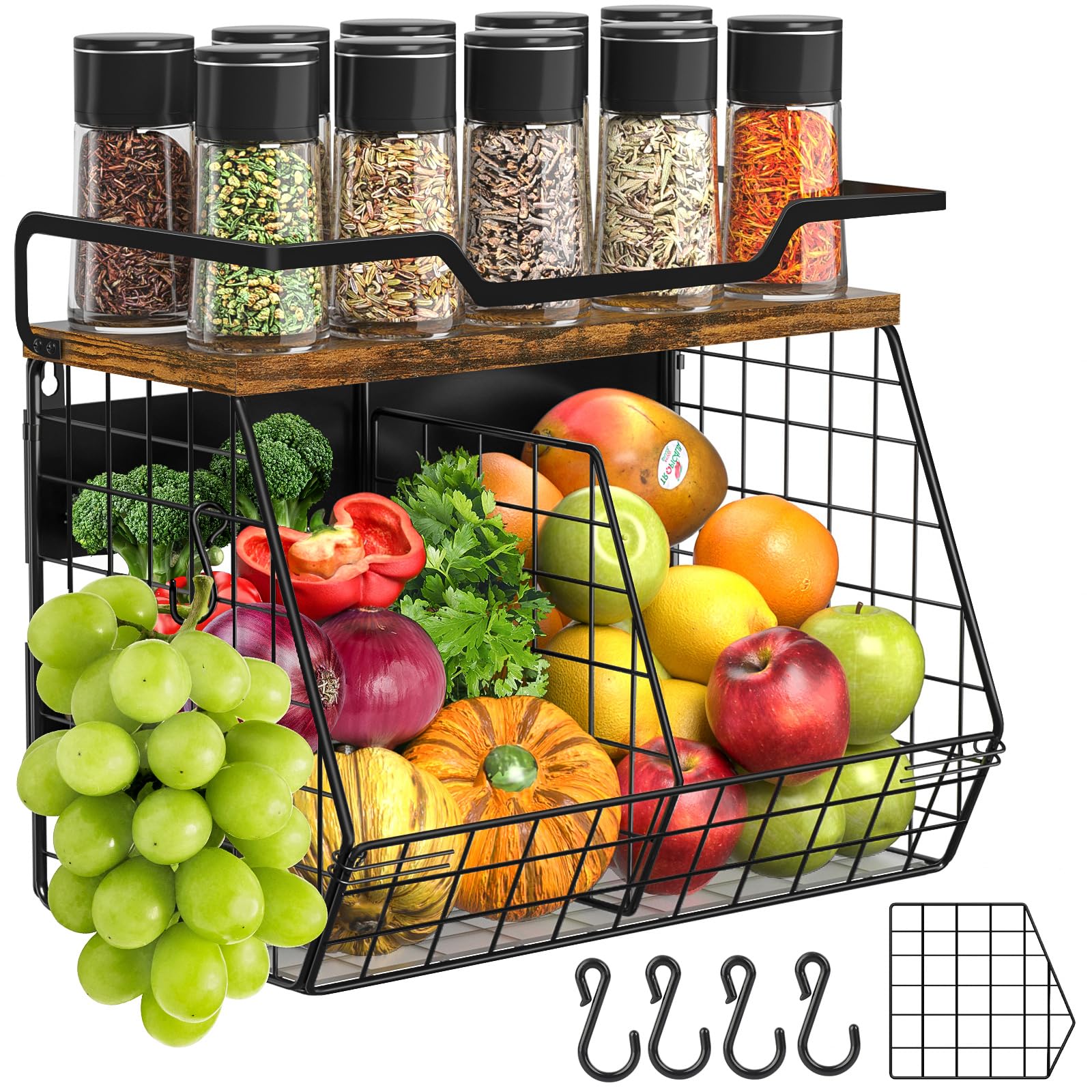 jijoe estante magnetico para nevera con tapa de madera mantiene frutas al alcance.