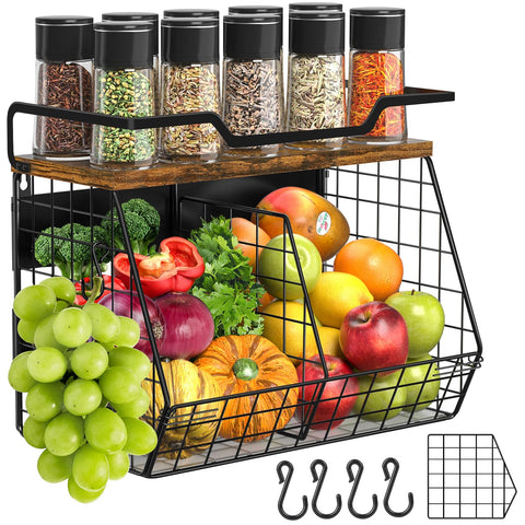 jijoe estante magnetico para nevera con tapa de madera mantiene frutas al alcance.