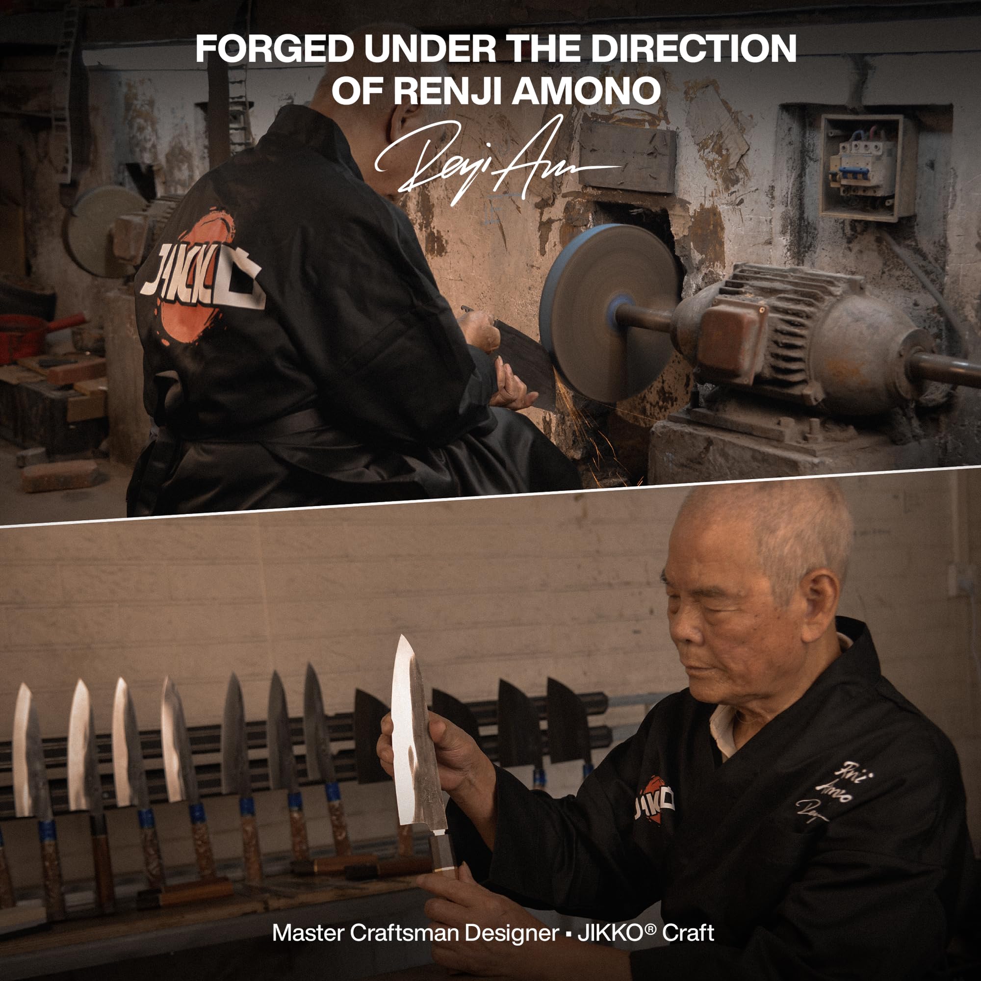 Jikko Bushido Edición: cuchillo en acción cortando verduras para resultados uniformes.