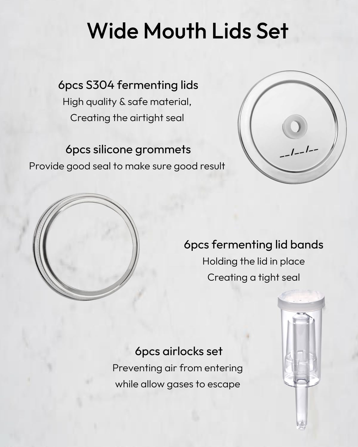 JILLMO anillos de silicona para tapas de fermentación de boca ancha, sellado firme.
