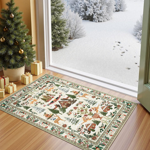 alfombra jinchan Navidad para la entrada, suave y duradera, ideal para dar la bienvenida