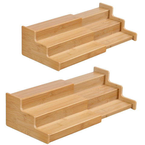 Organizador JinDoWin para especias en armario con 3 estantes ajustables para maximizar el espacio.