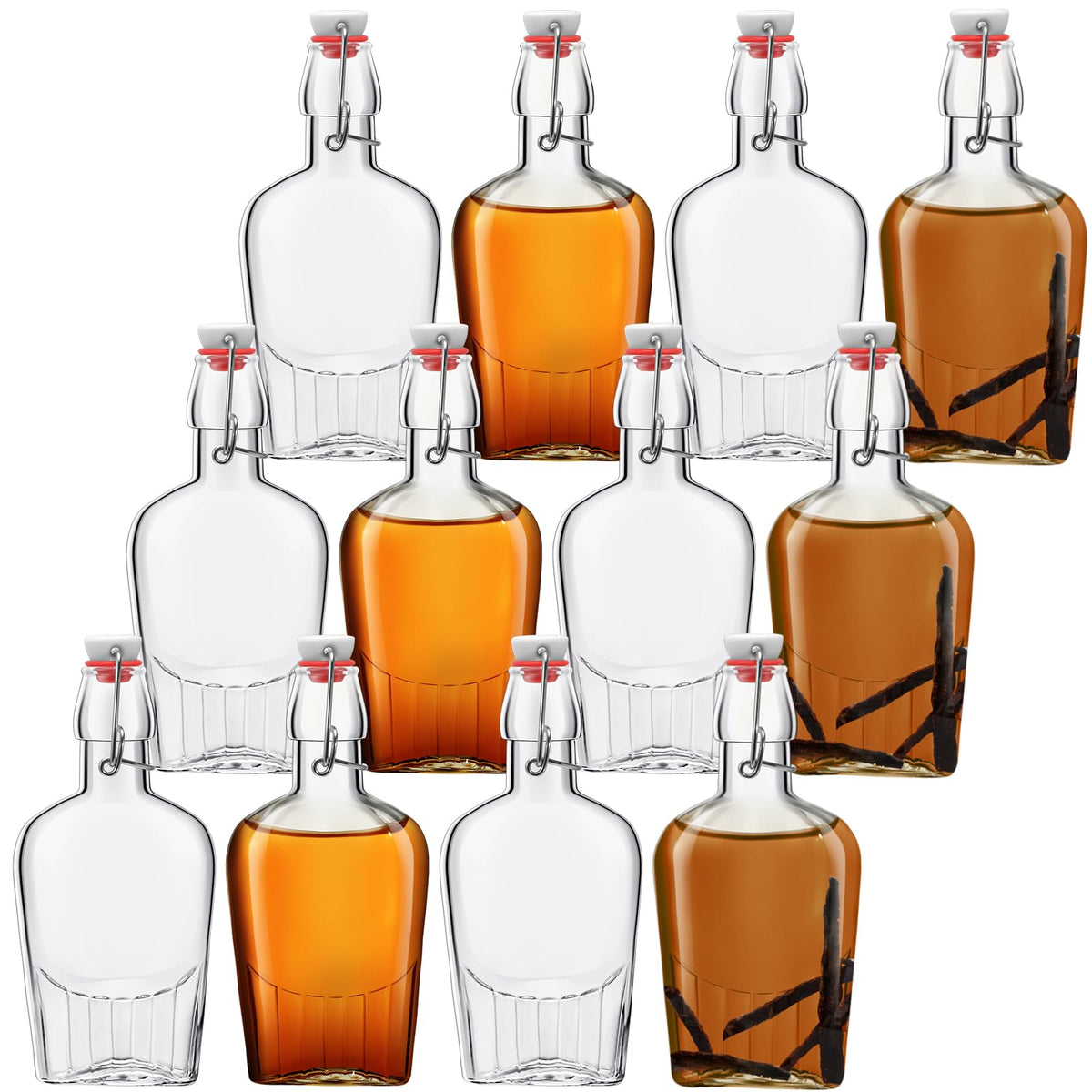 Frascos Jinei de 8 onzas con tapa de giro, ideales para bebidas y extractos.