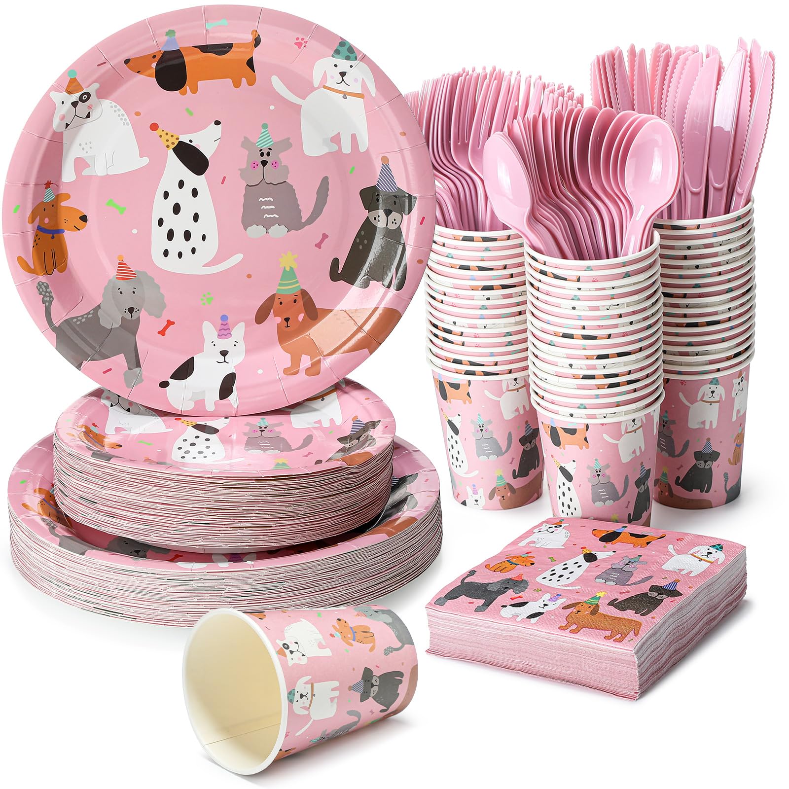 Platos Jinei para perros de 9 pulgadas, ideales para fiestas de mascotas.