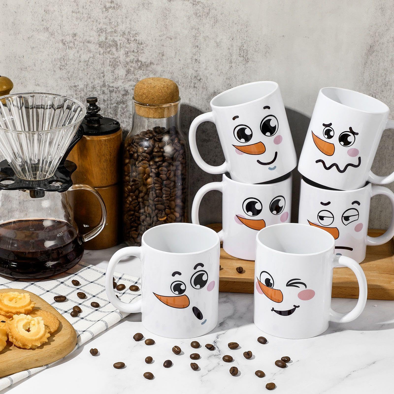 Taza Jinei muneco-nieve 11oz, diseño navideño para chocolate caliente.