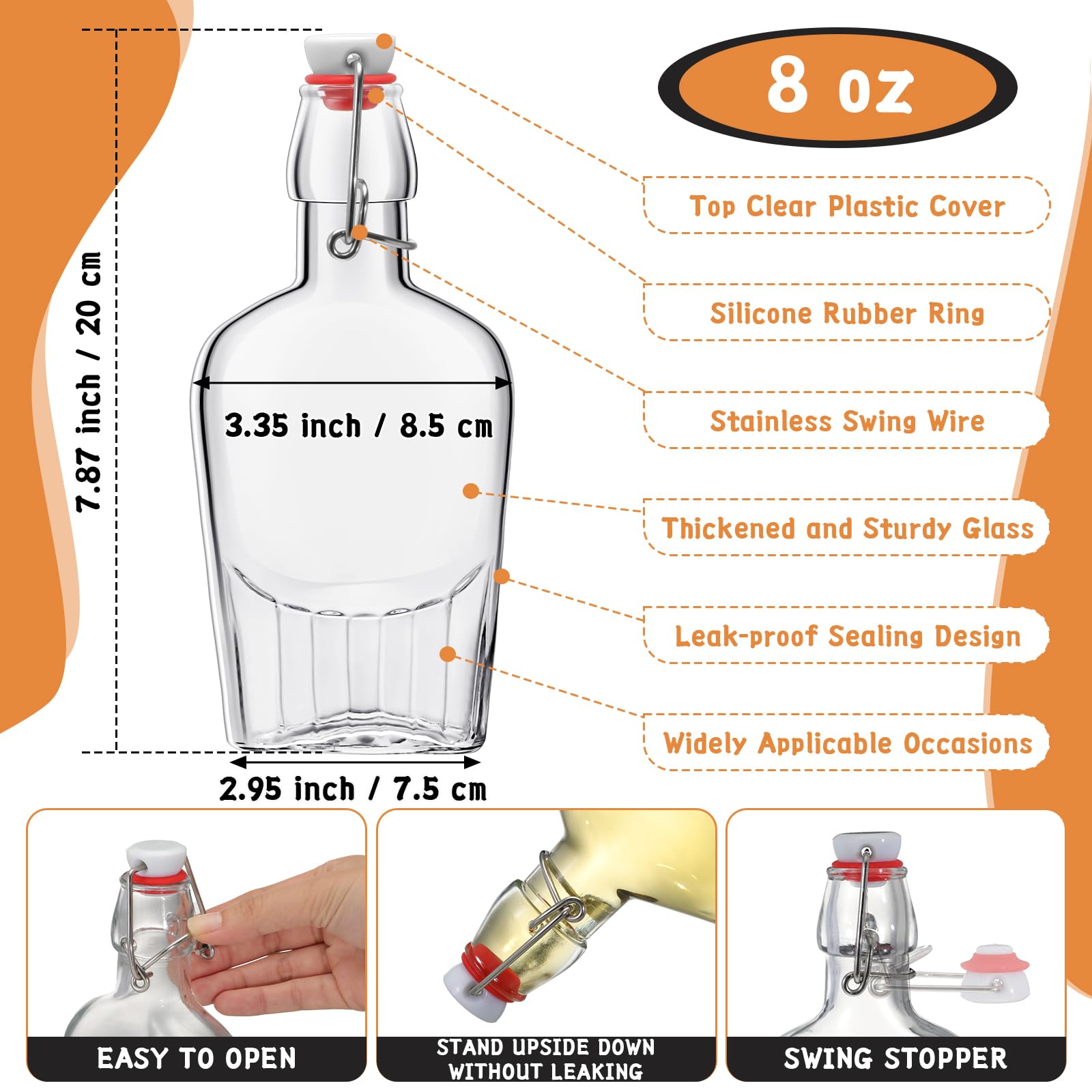 Frasco de vidrio transparente Jinei, muestra la claridad y calidad de tu contenido.
