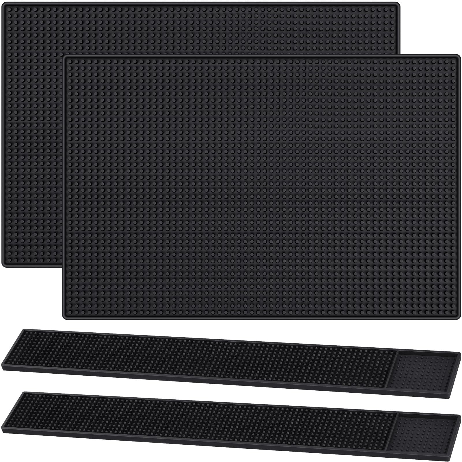 Jingmore alfombrilla de barra 18x12 negro, protege superficies y evita derrames