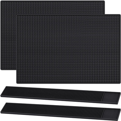 Jingmore alfombrilla de barra 18x12 negro, protege superficies y evita derrames