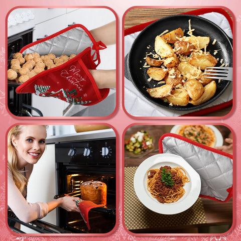 Conjunto Jingmore de 12 manoplas navideñas para hornear y servir.