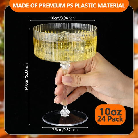 Copa Jingmore martini plástica transparente de 10 onzas, resistente para fiestas.