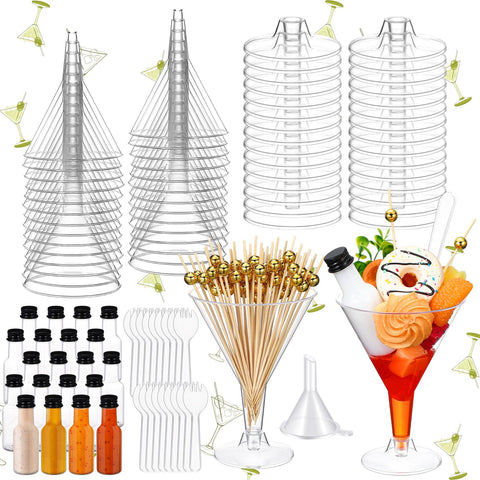 Vasos Jingmore copas martini de 210 ml, transparentes para presentar postres y bebidas con estilo.