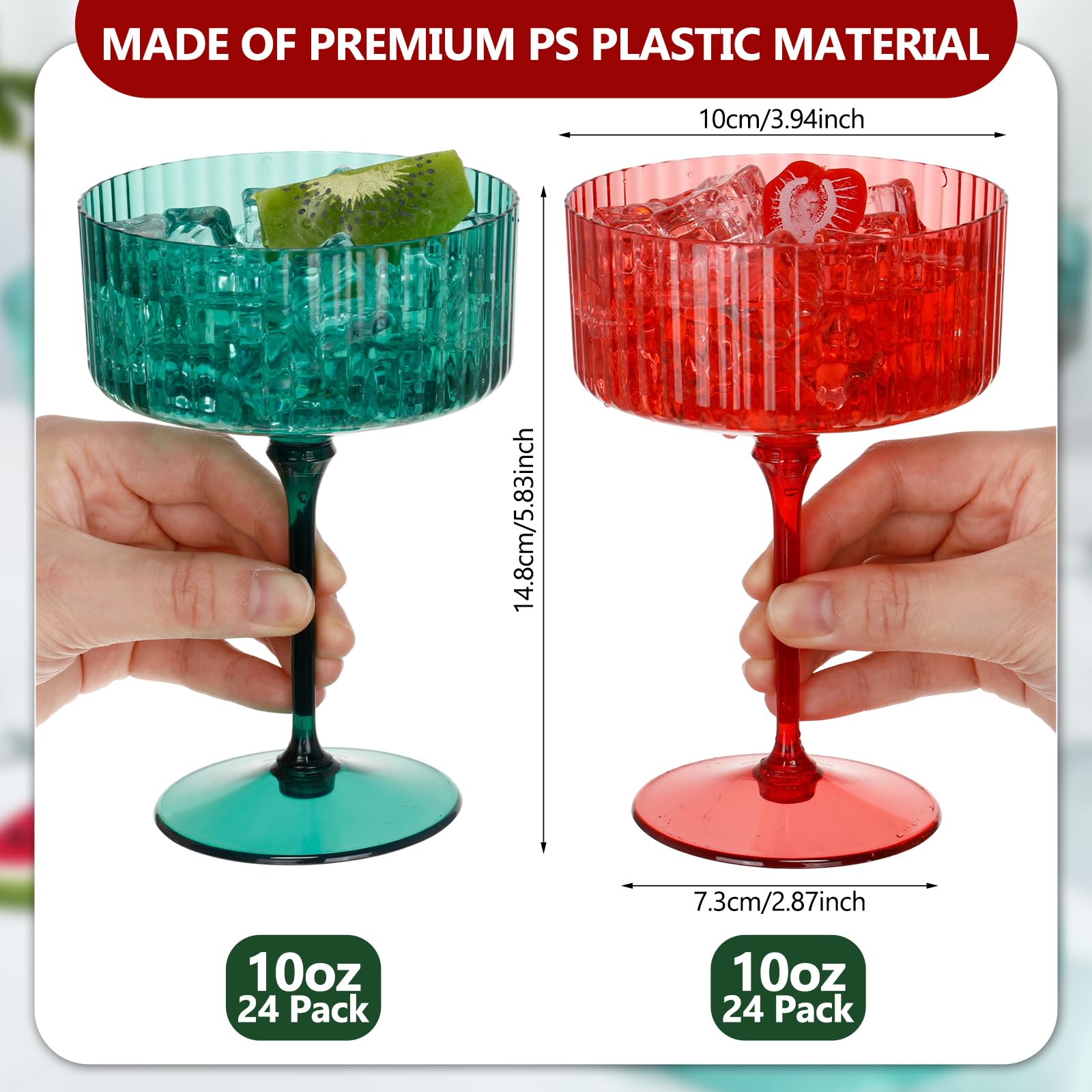 Copas Jingmore Martini verdes de 10 oz para cócteles decorativos.