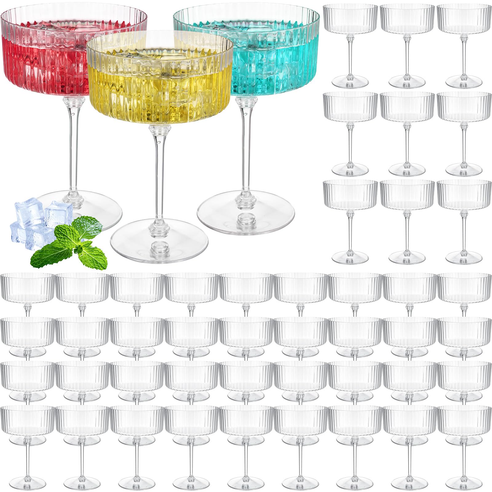 Copas Jingmore Martini ribete vintage de 10 oz, ideales para cócteles elegantes