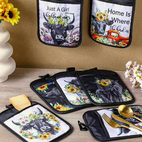 Diseño rústico Jingmore de vaca y girasoles para cocina acogedora