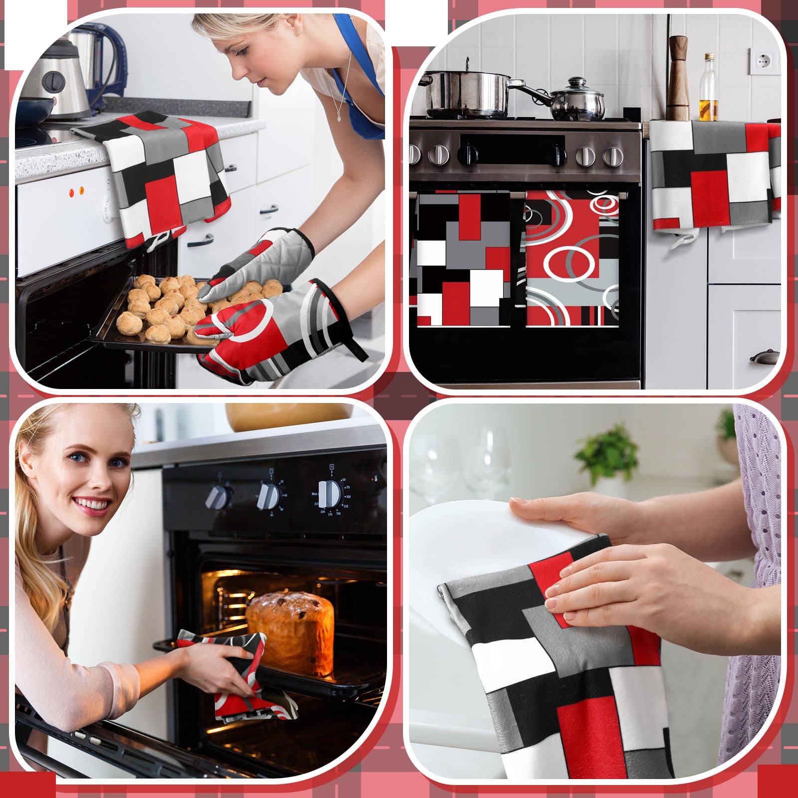 Jingmore: juego completo para cocina ofrece 2 toallas, 2 guantes y 2 manoplas