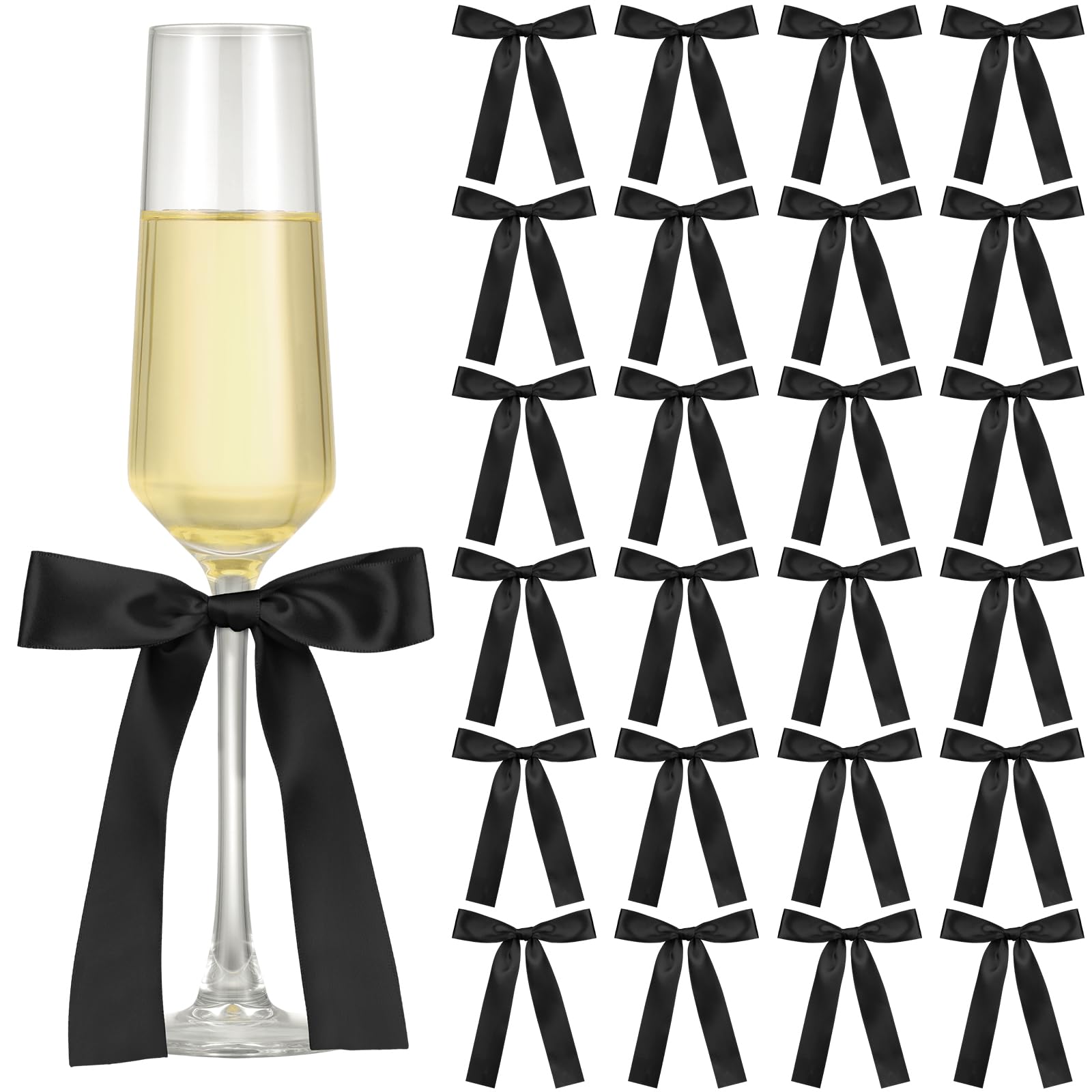 Lazo negro de Jingmore para copas de vino, elegante y reutilizable.