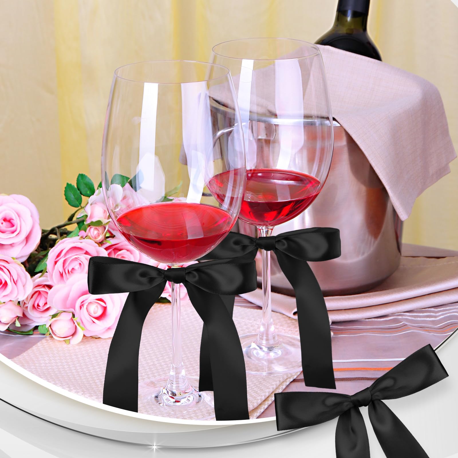 Conjunto de 24 lazos Jingmore para copas, ideal para banquetes.