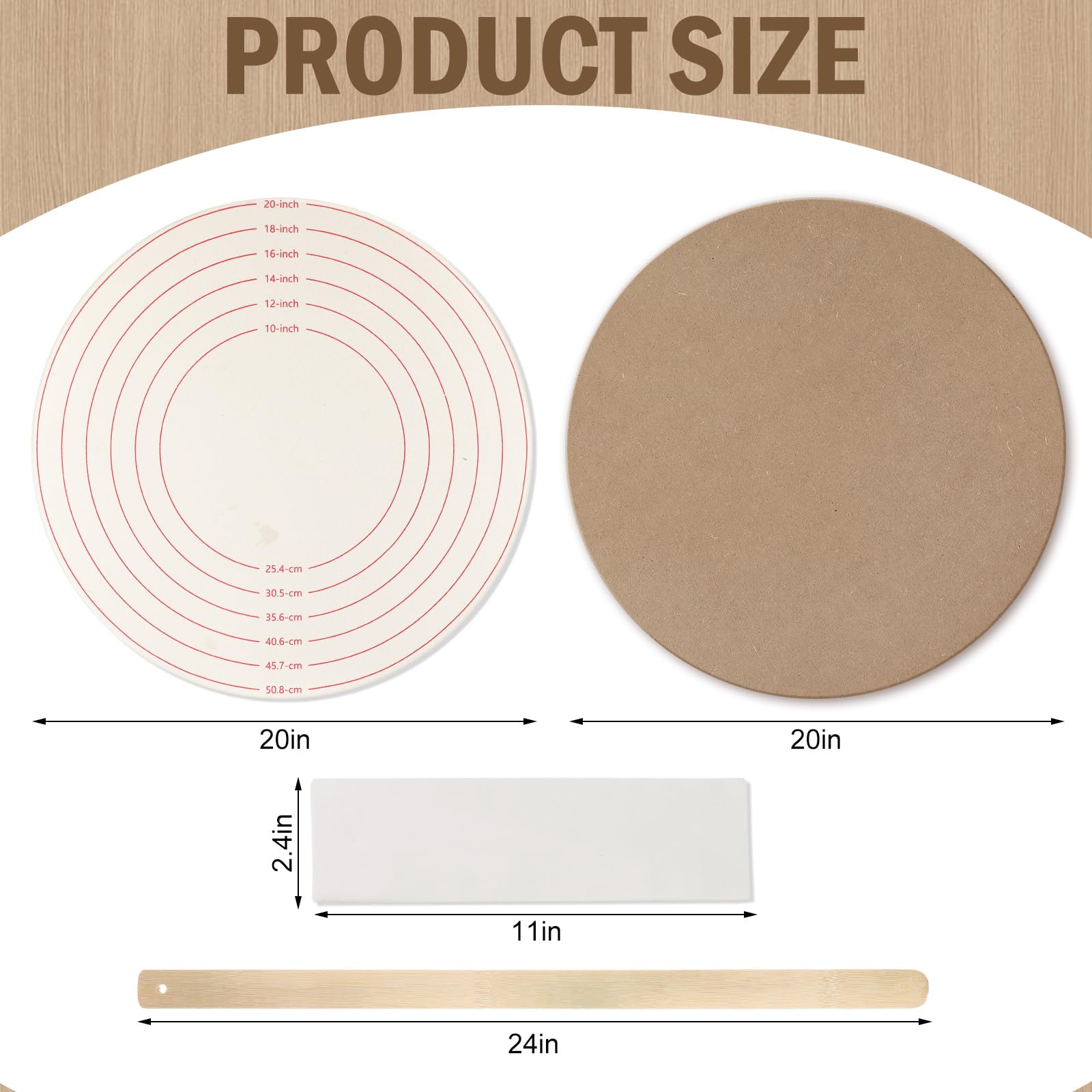 Jingmore tabla de masa de madera de 60 cm, superficie estable para rodar