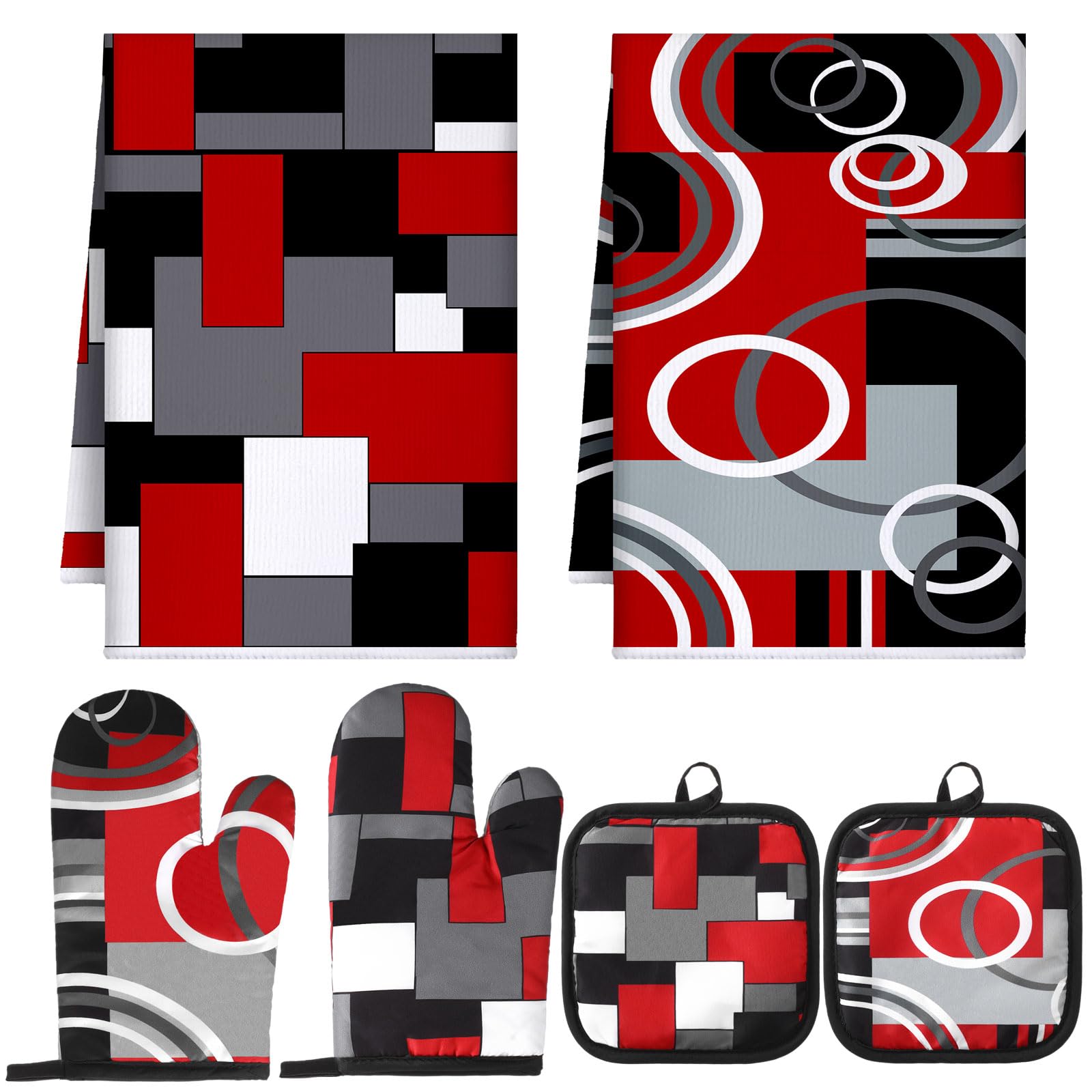 Jingmore: toallas de cocina geométricas rojas y negras para uso diario