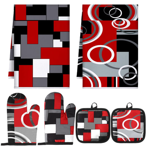 Jingmore: toallas de cocina geométricas rojas y negras para uso diario