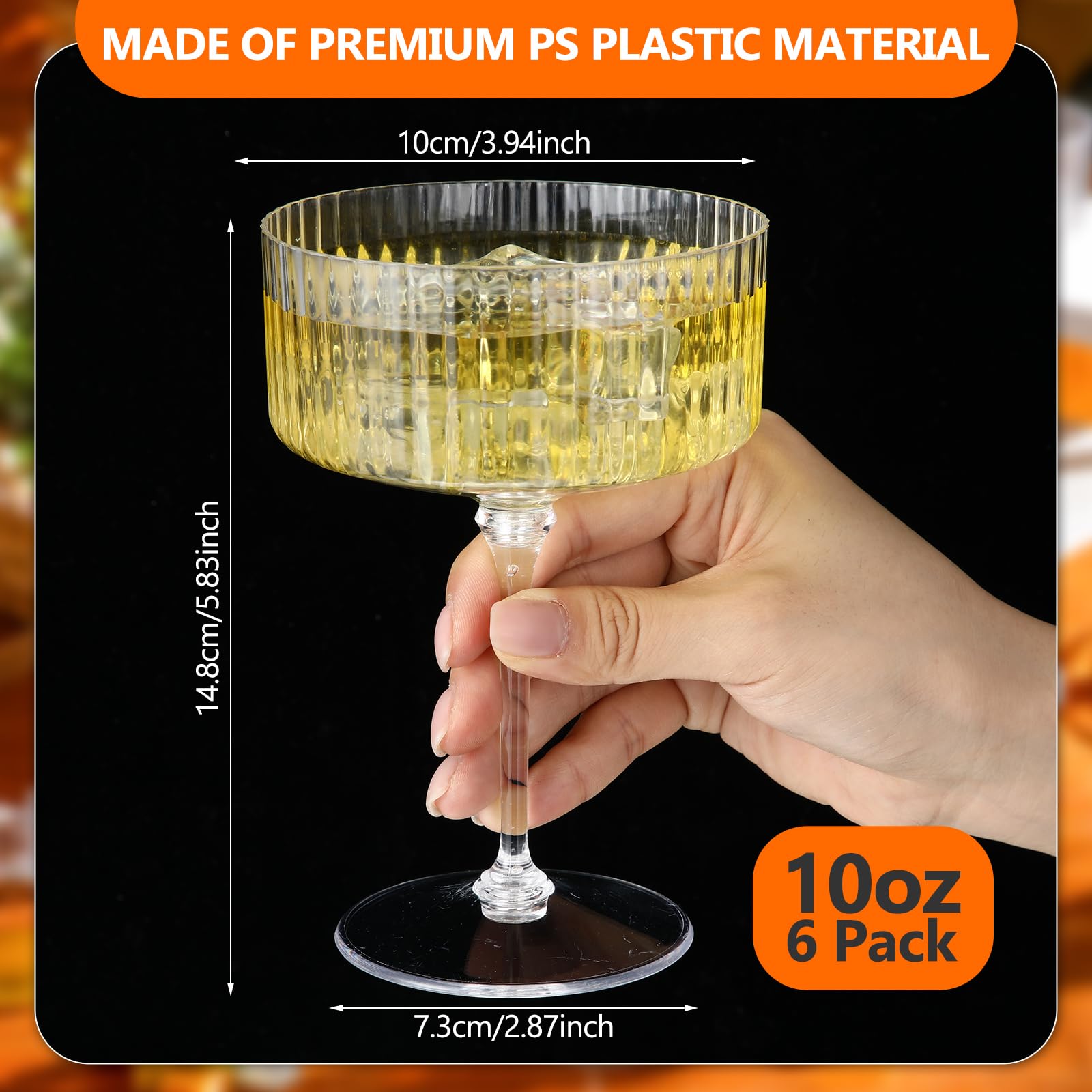 Vaso Jingmore plástico transparente de 10oz, resistente para bebidas frías.