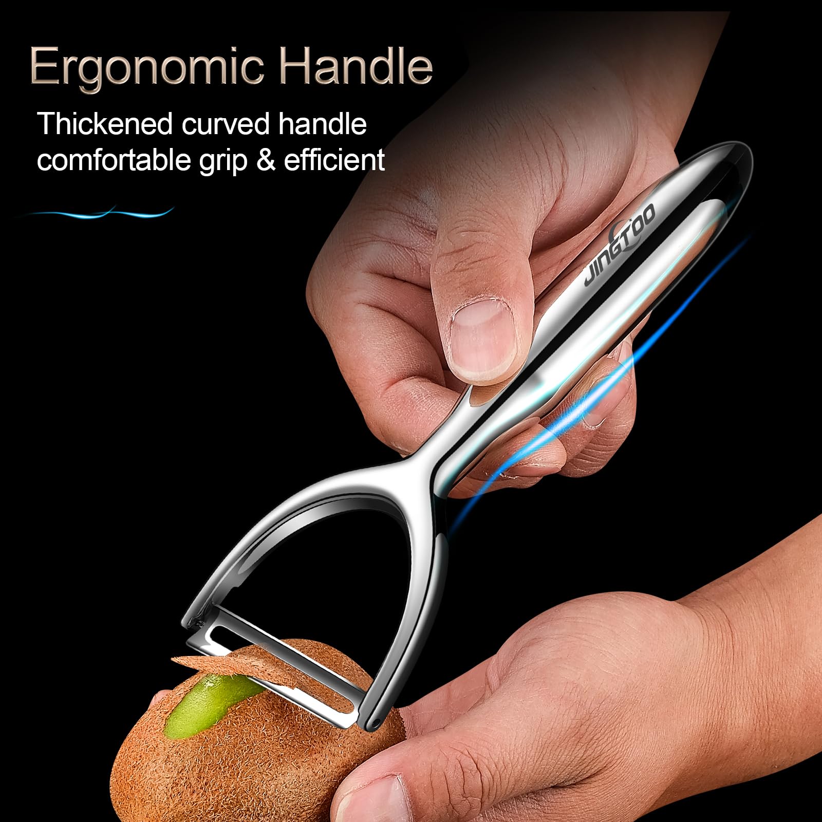 JINGTOO pelador para pepino y manzana, diseño ergonómico para un agarre cómodo.