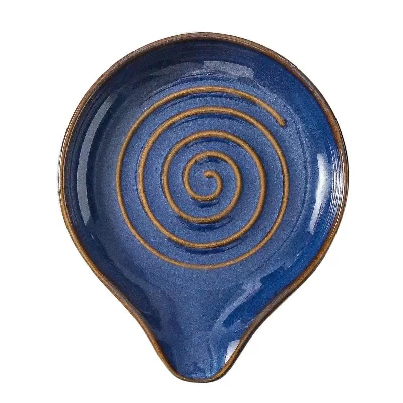 JINNTHE reposacucharas cerámico con espiral azul para encimeras limpias.