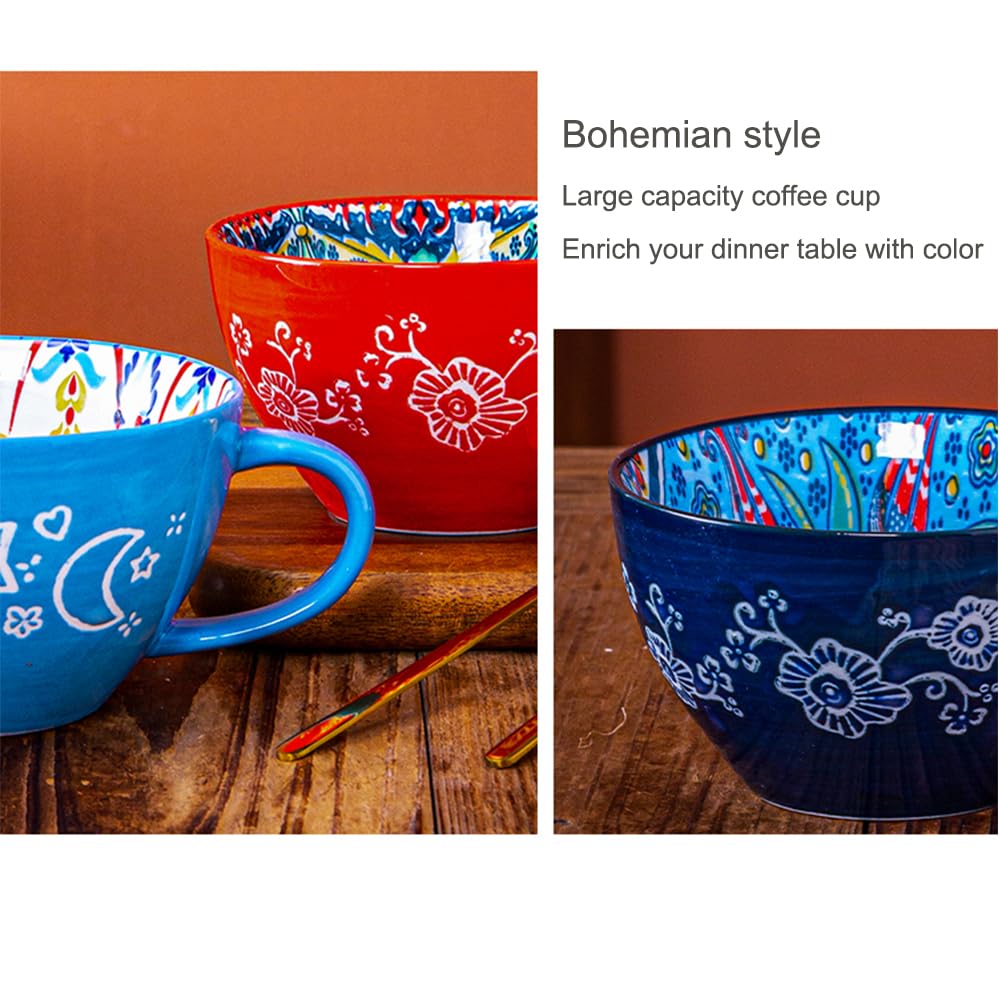Capacidad de 450 ml, taza JINNTHE bohemia para café o leche.
